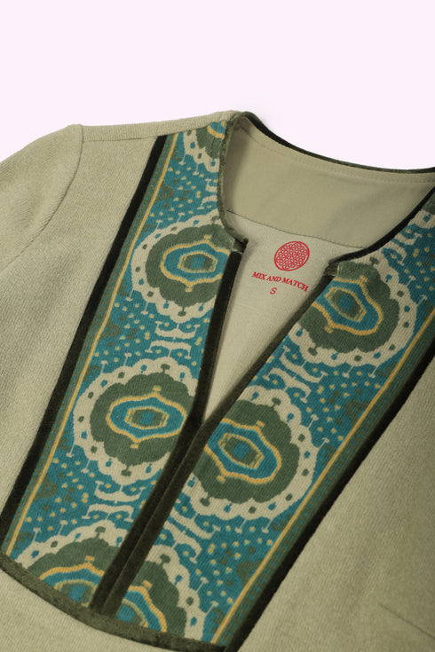 Long dress in cotton blend cashmere with side slits