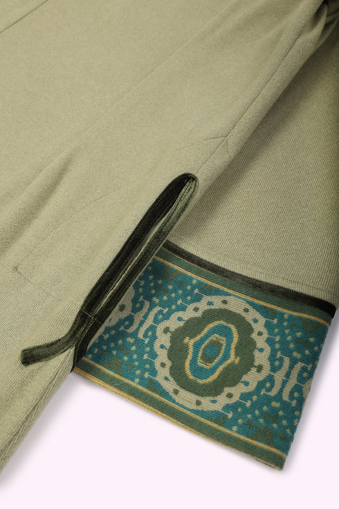 Long dress in cotton blend cashmere with side slits