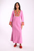 Long dress in cotton blend cashmere with side slits