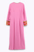 Long dress in cotton blend cashmere with side slits