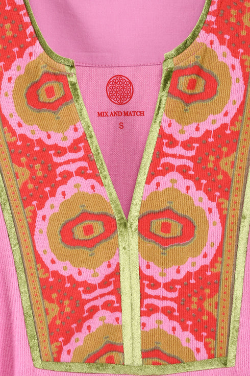 Long dress in cotton blend cashmere with side slits