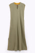 Long Sleeveless dress with side slits and pockets