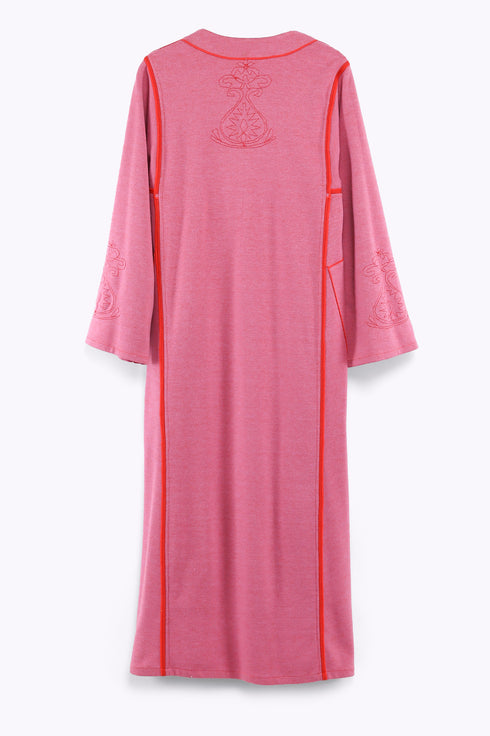 Reversible long dress in cotton blend jacquard