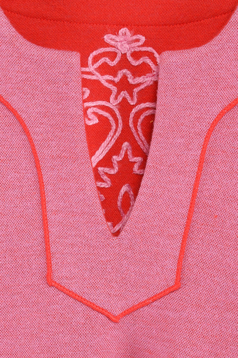 Reversible long dress in cotton blend jacquard