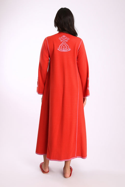 Reversible long dress in cotton blend jacquard