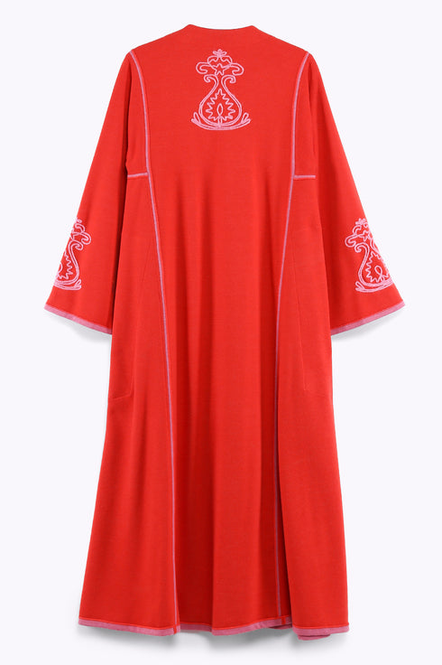 Reversible long dress in cotton blend jacquard