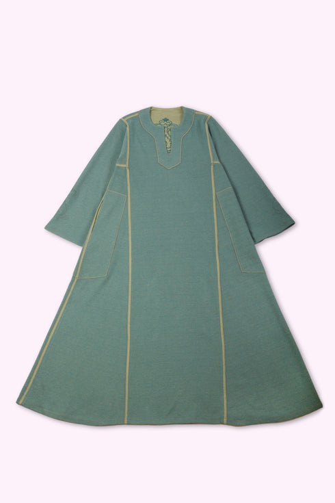 Reversible long dress in cotton blend jacquard