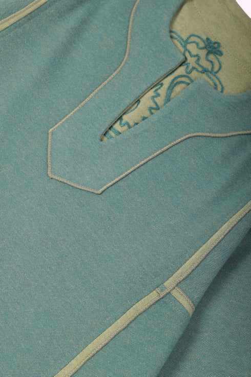 Reversible long dress in cotton blend jacquard