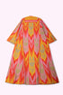 Long kaftan dress in cotton blend patterned jacquard with pockets