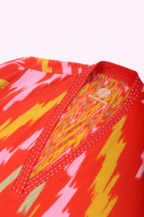 Long cotton gabardine kaftan dress with pockets