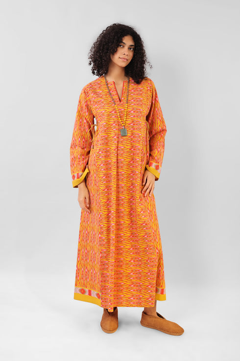 Jellabiya style dress with side adjustable ties