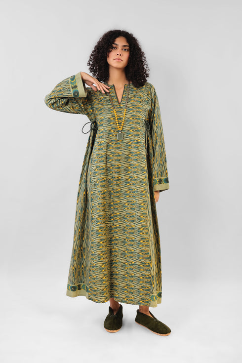 Jellabiya style dress with side adjustable ties