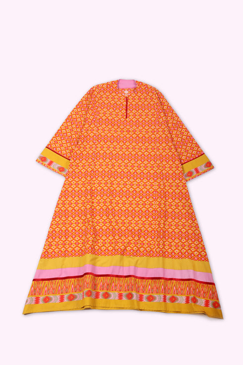 Long dress in printed cotton with pockets