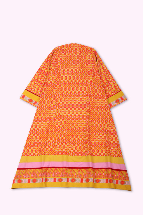 Long dress in printed cotton with pockets