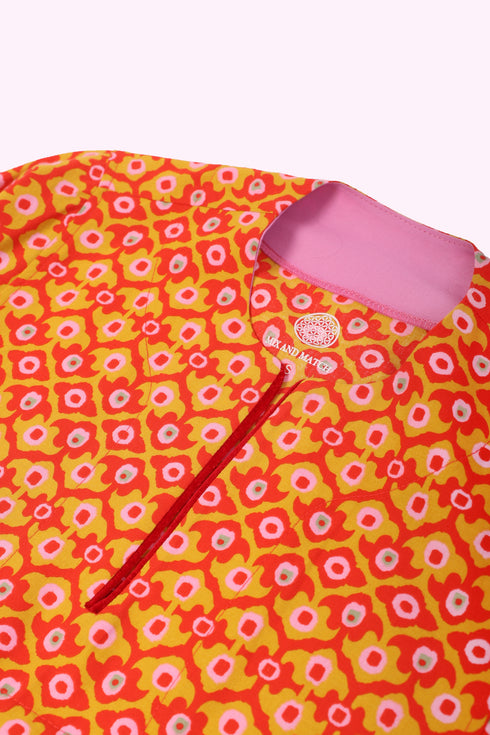 Long dress in printed cotton with pockets