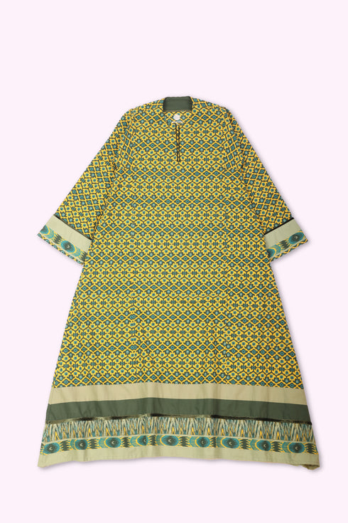 Long dress in printed cotton with pockets