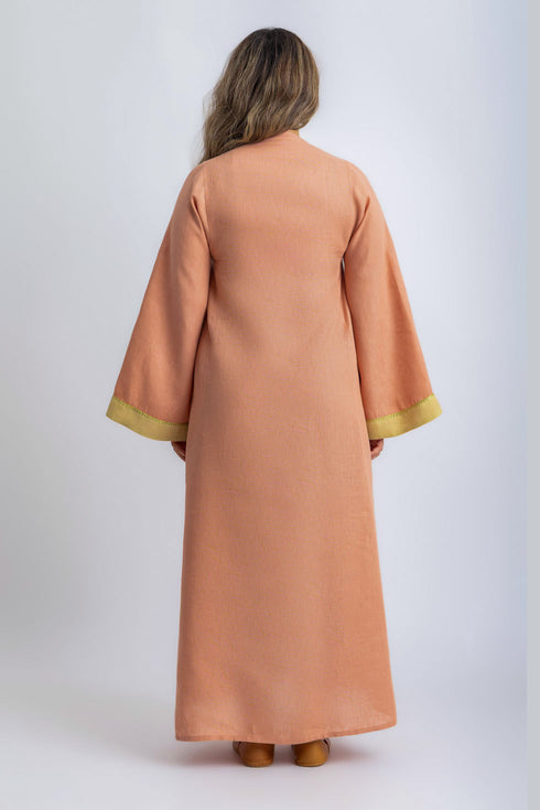 Linen jellabiya with bell sleeves