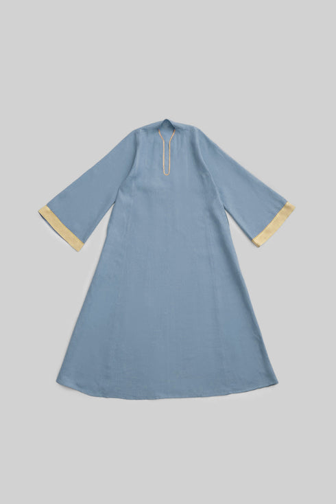Linen jellabiya with bell sleeves