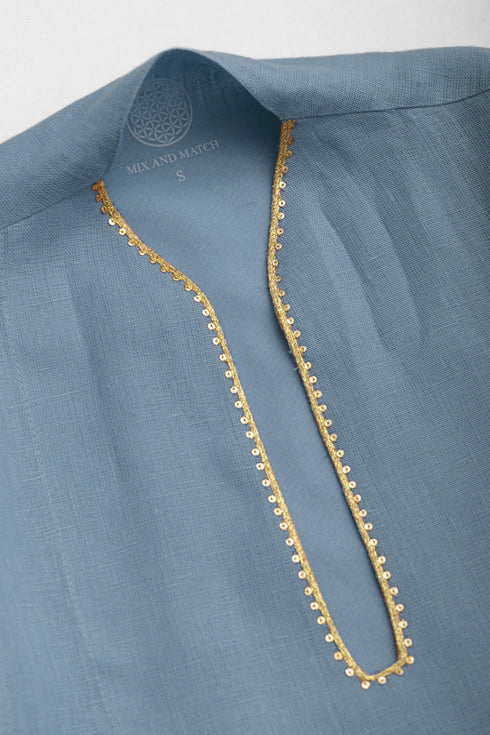Linen jellabiya with bell sleeves