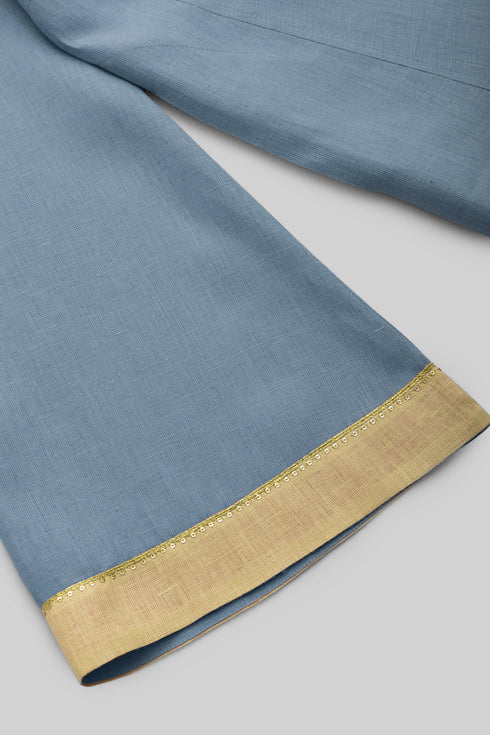 Linen jellabiya with bell sleeves