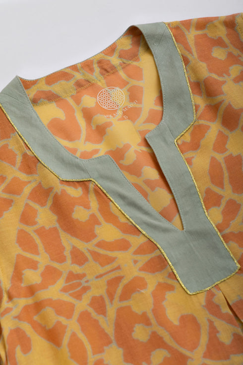 Printed Egyptian cotton gauze jellabiya