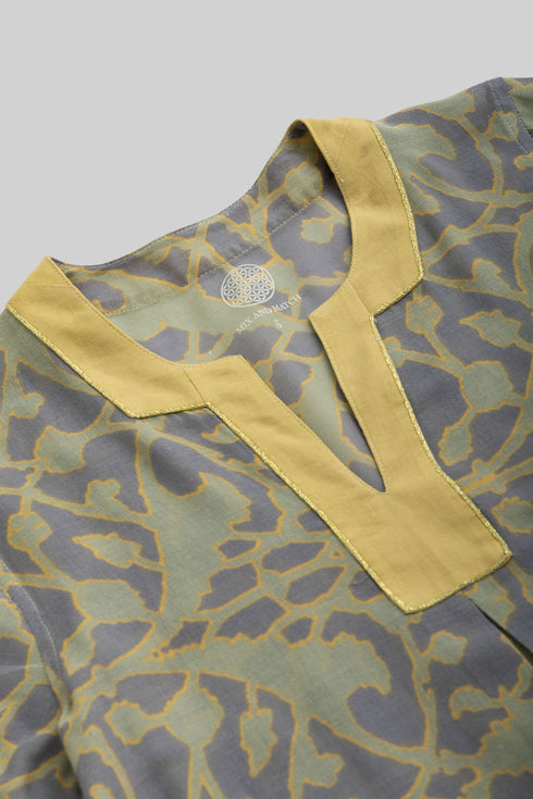 Printed Egyptian cotton gauze jellabiya
