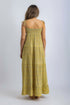 Long dress in printed cotton with pockets and thin straps