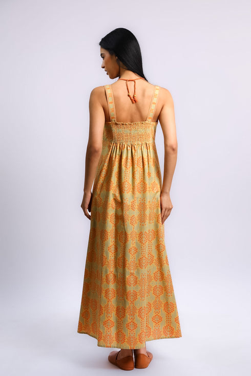 Egyptian cotton pleated maxi dress