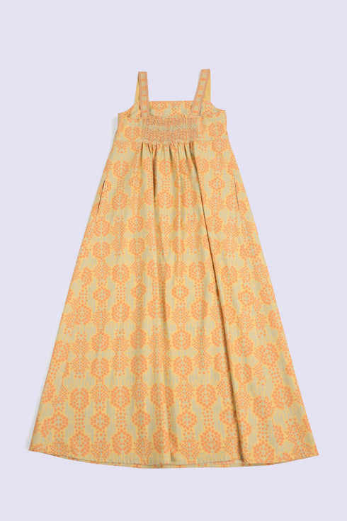 Egyptian cotton pleated maxi dress