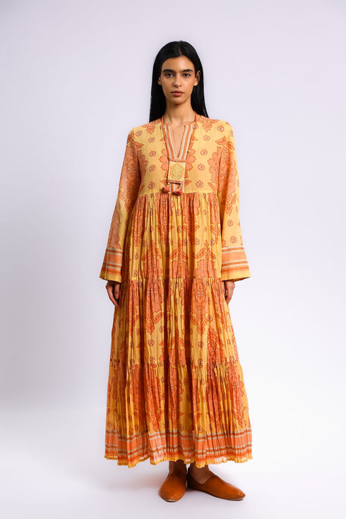 Flow tiered cotton voile maxi dress