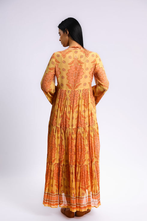 Flow tiered cotton voile maxi dress