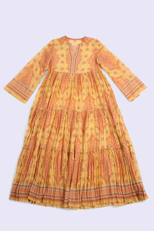 Flow tiered cotton voile maxi dress