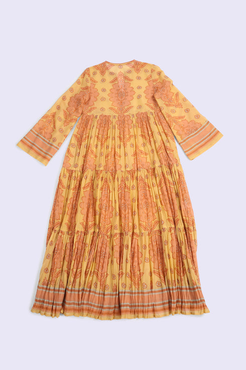 Flow tiered cotton voile maxi dress