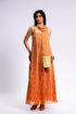 Pleated Egyptian cotton voile maxi dress