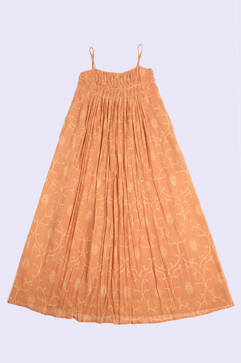 Pleated Egyptian cotton voile maxi dress