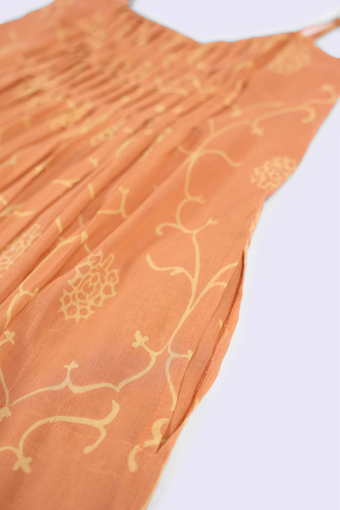 Pleated Egyptian cotton voile maxi dress