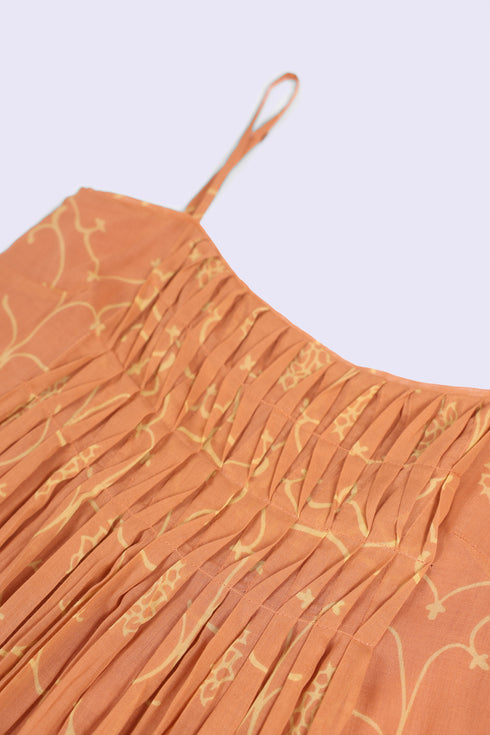 Pleated Egyptian cotton voile maxi dress