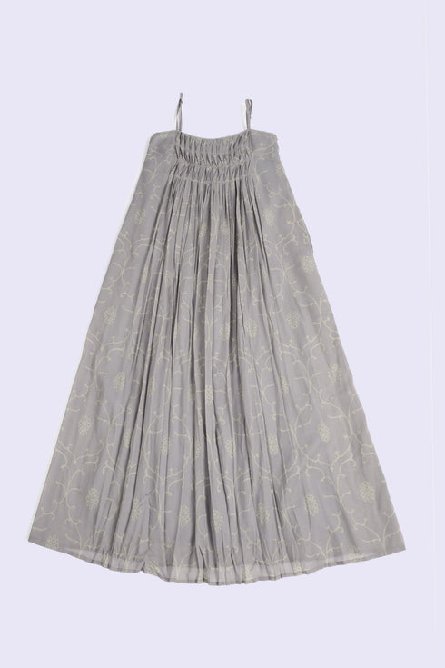 Pleated Egyptian cotton voile maxi dress