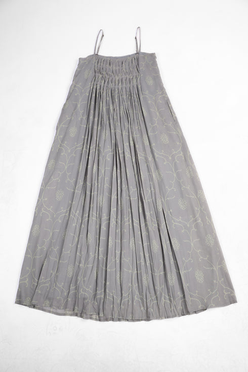 Pleated Egyptian cotton voile maxi dress