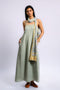 Embroidered linen long dress
