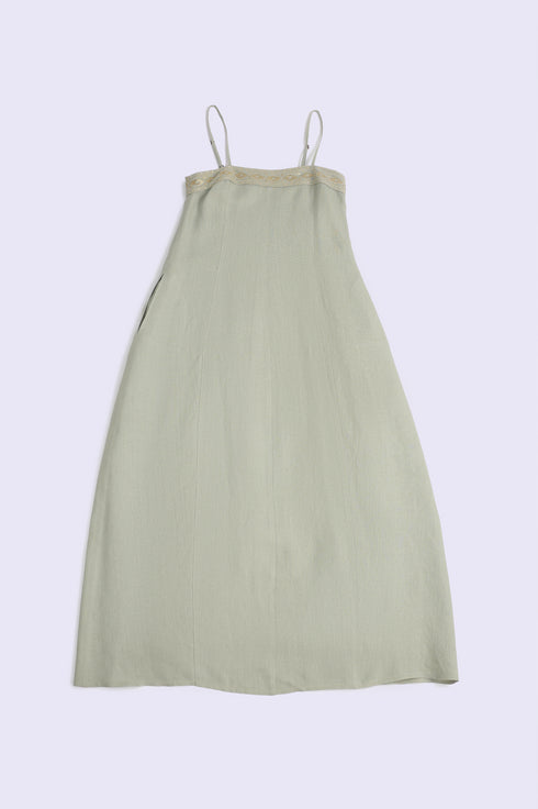 Embroidered linen long dress