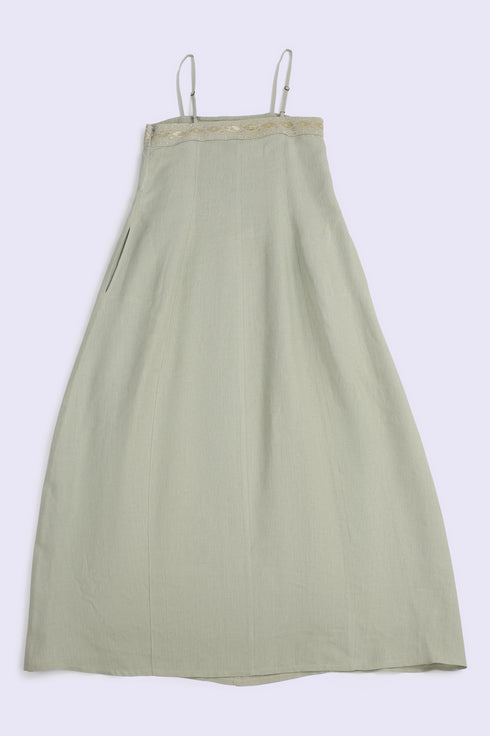 Embroidered linen long dress