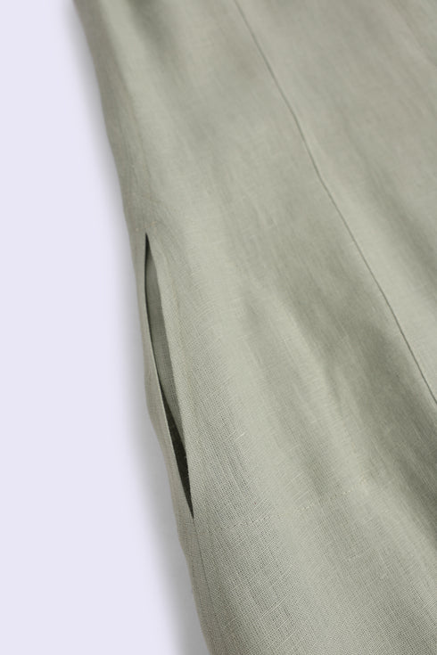 Embroidered linen long dress
