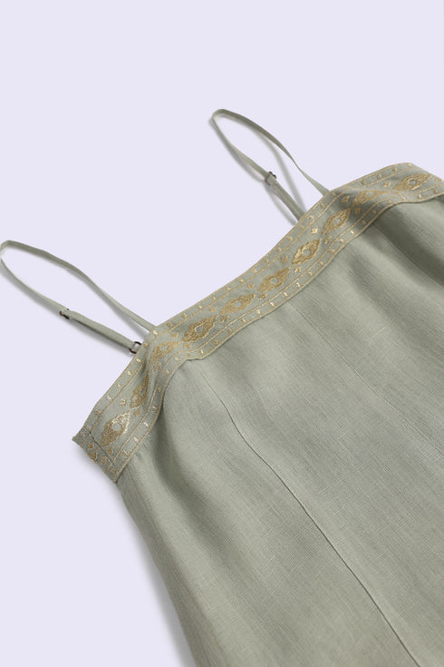 Embroidered linen long dress