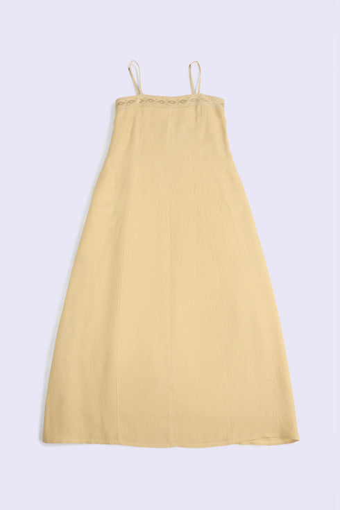 Embroidered linen long dress