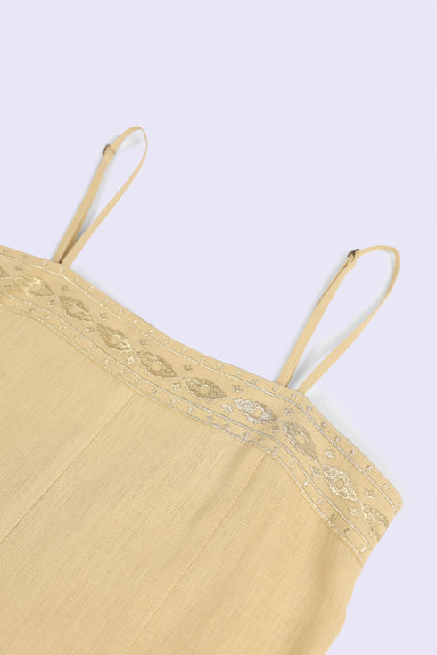 Embroidered linen long dress