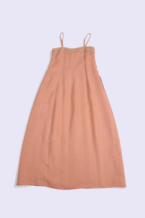 Embroidered linen long dress