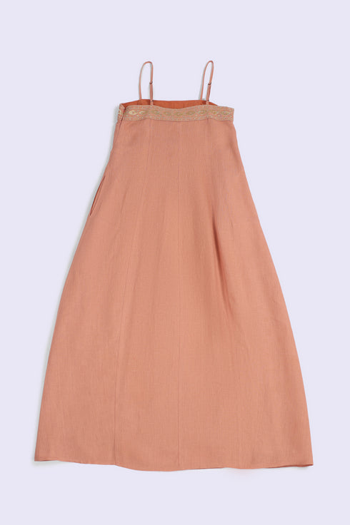 Embroidered linen long dress