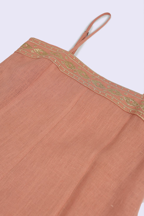 Embroidered linen long dress
