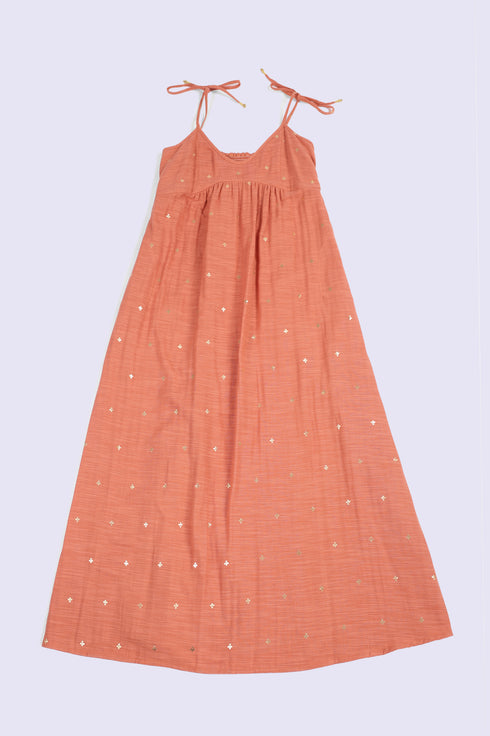Foiled cotton slub maxi dress